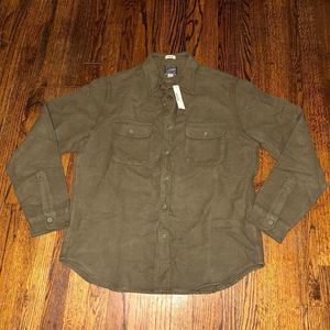 J crew men’s olive button down overshirt